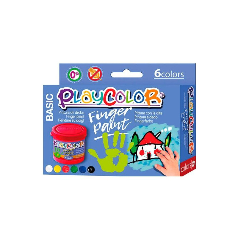 (17591) PLAYCOLOR PACK 6 BOTES PINTURA DE DEDOS 40ML FINGER PAINT BASIC C/SURTIDOS