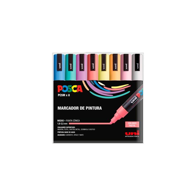(182634810) POSCA ESTUCHE BASIC MARCADOR  PC-5M/8C SURTIDO PASTEL -8U-