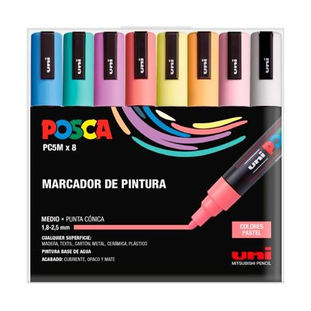 (182634810) POSCA ESTUCHE BASIC MARCADOR  PC-5M/8C SURTIDO PASTEL -8U-