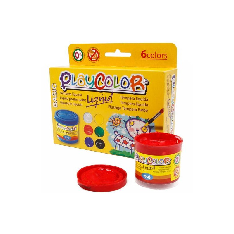 (19931) PLAYCOLOR SET 6 BOTES TÉMPERA LÍQUIDA BÁSIC 40ML C/SURTIDOS