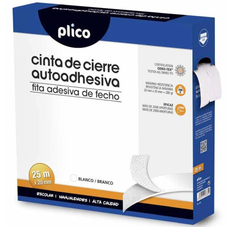 (13318) PLICO CINTA DE CIERRE AUTOADHESIVA 20MM X 25M BLANCO