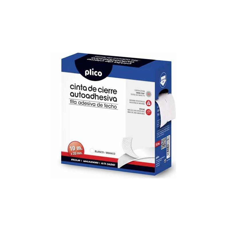 (13330) PLICO CINTA DE CIERRE AUTOADHESIVA 20MM X 10M BLANCO