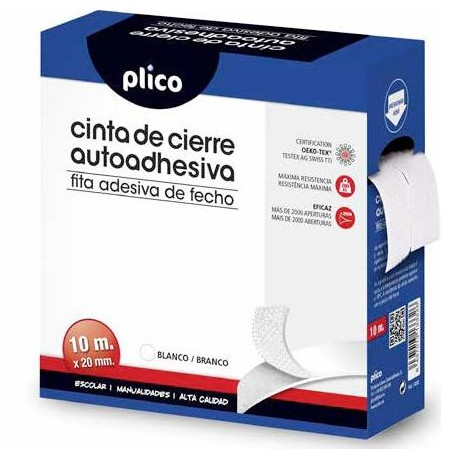 (13330) PLICO CINTA DE CIERRE AUTOADHESIVA 20MM X 10M BLANCO