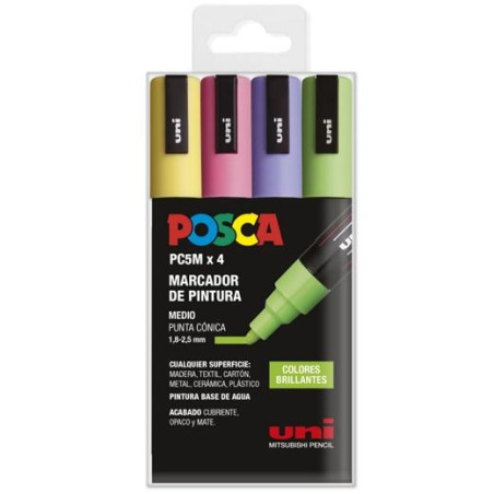 (182634854) POSCA MARCADOR  PC-5M/4C NO PERMANENTE 1.8MM-2.5MM COLORES SURTIDOS BRILLANTES -ESTUCHE 4U-