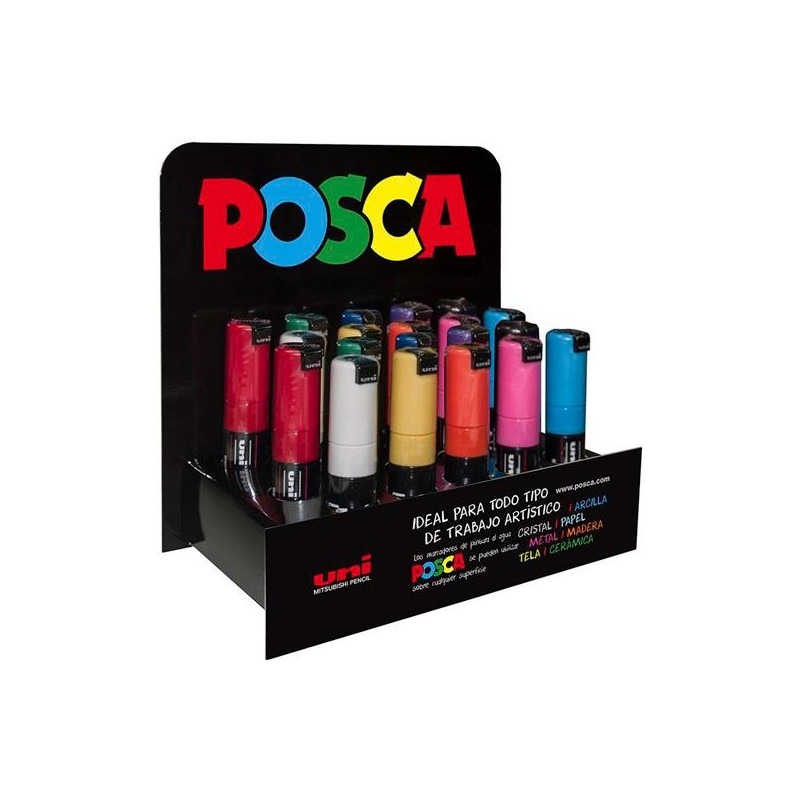 (182634558) POSCA MARCADOR  PC-8K/20P NO PERMANENTE PUNTA BISELADA 8.0MM COLORES SURTIDOS -EXPOSITOR 20U-