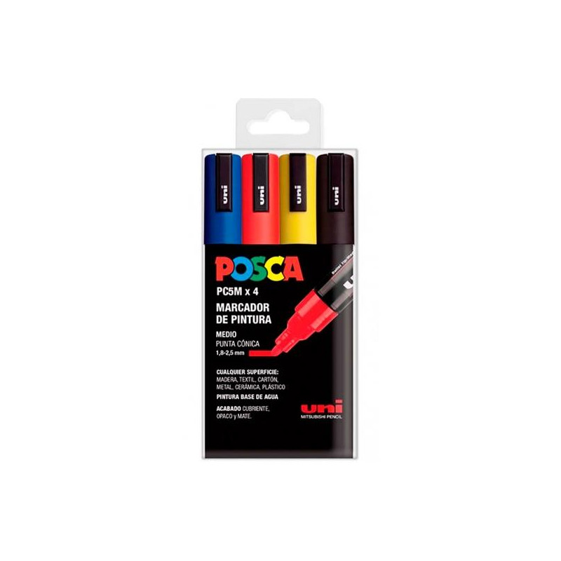 (182634681) POSCA MARCADOR PC-5M/4C NO PERMANENTE 1.8MM-2.5MM COLORES SURTIDOS BASIC -ESTUCHE 4U-