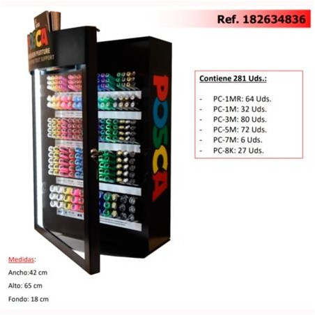 (182634836) POSCA EXPOSITOR MARCADOR  PC-1MR/1M/3M/5M/7M/8K -281 PIEZAS-