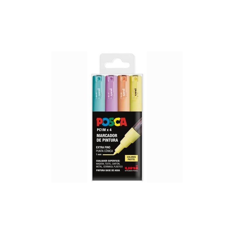 (182634849) POSCA MARCADOR  PC-1M/4C NO PERMANENTE PUNTA FINA 0.7-1MM COLORES SURTIDOS PASTEL -4U-