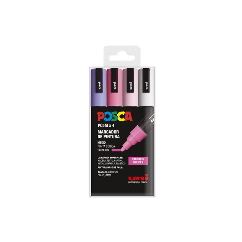 (182634852) POSCA MARCADOR  PC-5M/4C NO PERMANENTE 1.8MM-2.5MM COLORES SURTIDOS DULCES -ESTUCHE 4U-