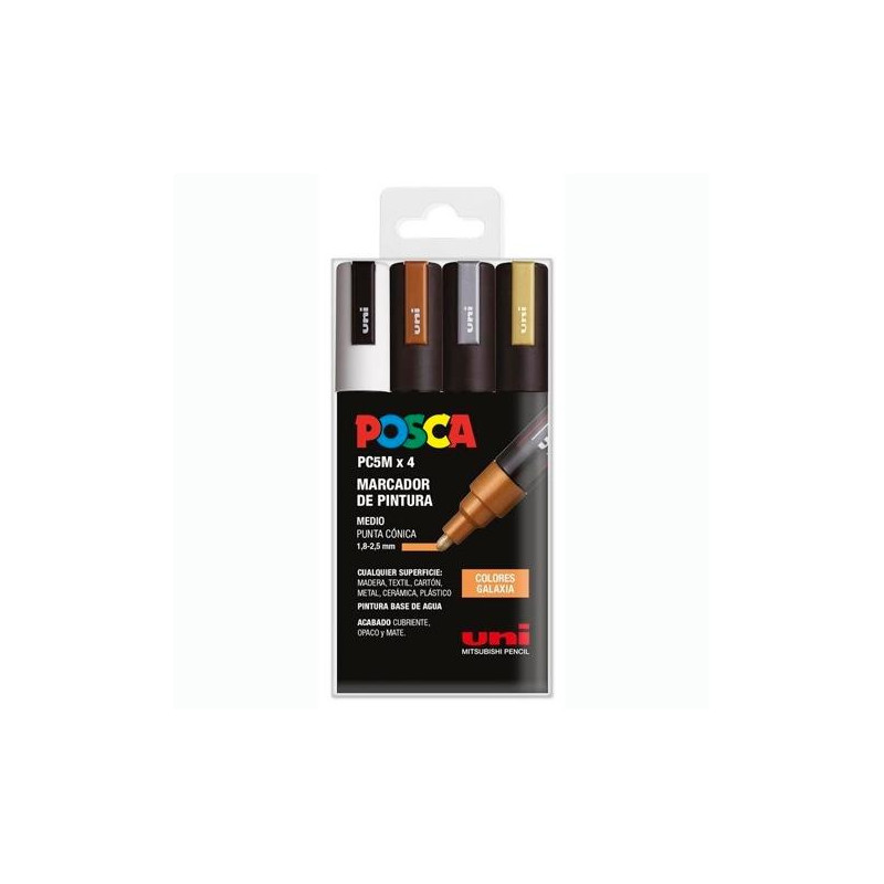 (182634856) POSCA MARCADOR  PC-5M/4C NO PERMANENTE 1.8MM-2.5MM COLORES SURTIDOS GALAXIA -ESTUCHE 4U-