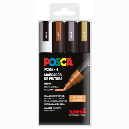 (182634856) POSCA MARCADOR  PC-5M/4C NO PERMANENTE 1.8MM-2.5MM COLORES SURTIDOS GALAXIA -ESTUCHE 4U-