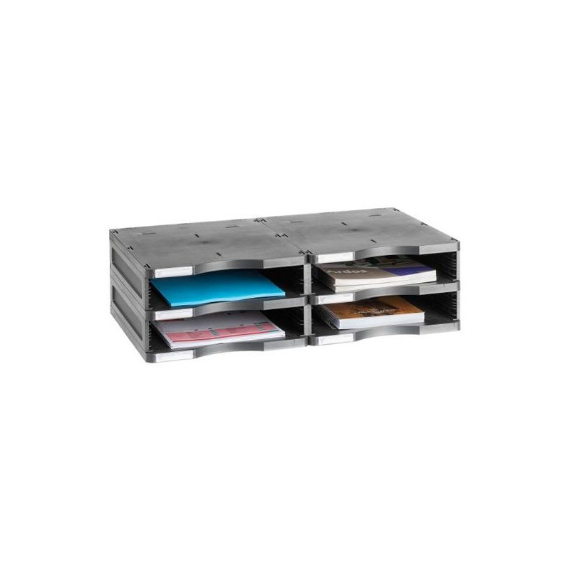 (6522 NE) ARCHIVO 2000 MÓDULO ARCHIVODOC 4 HUECOS ESTANDAR PARA FORMATO DIN A4 360X600X165 MM NEGRO