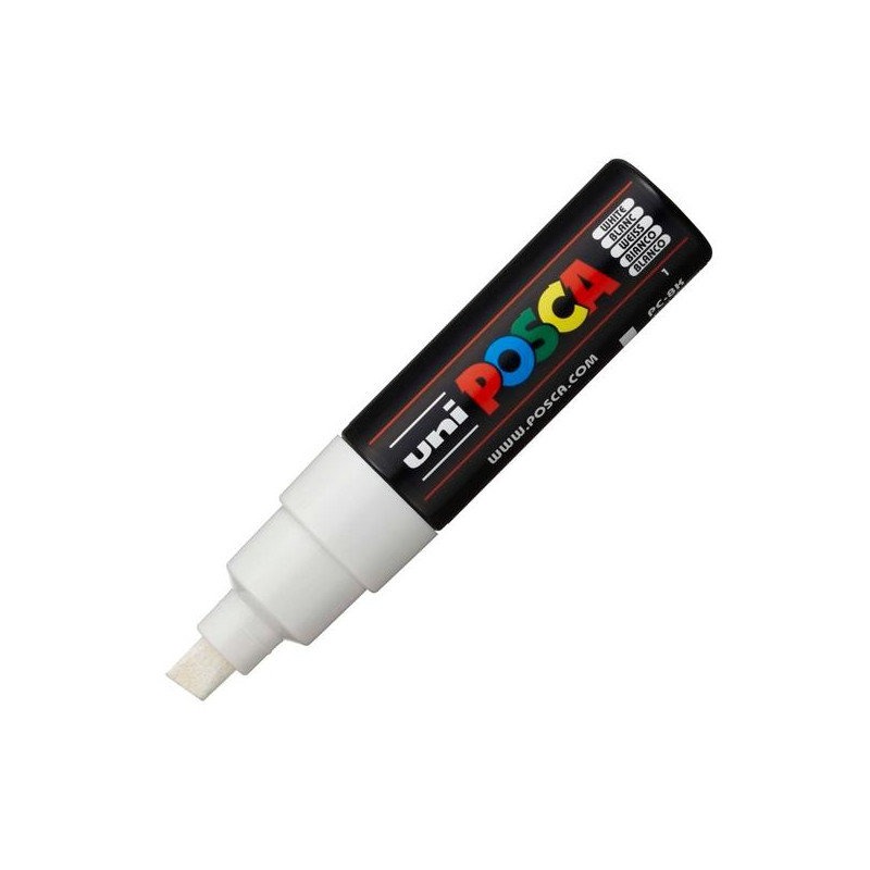 (300426000) POSCA MARCADOR  PC-8K NO PERMANENTE PUNTA BISELADA 8.0MM BLANCO