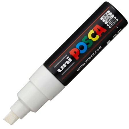 (300426000) POSCA MARCADOR  PC-8K NO PERMANENTE PUNTA BISELADA 8.0MM BLANCO