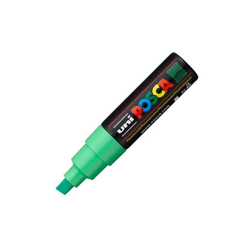 (300640000) POSCA MARCADOR  PC-8K NO PERMANENTE PUNTA BISELADA 8.0MM VERDE FLUOR