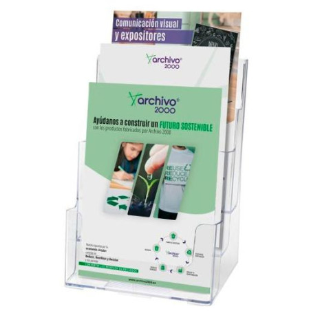 (66605 CS TP) ARCHIVO 2000 PORTAFOLLETOS SOBREMESA 3 ALTURAS DIN A5 VERTICAL POLIESTIRENO ULTRA TRANSPARENTE