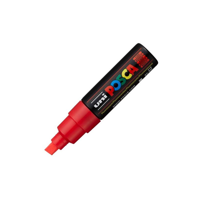 (300665000) POSCA MARCADOR  PC-8K NO PERMANENTE PUNTA BISELADA 8.0MM ROJO FLUOR