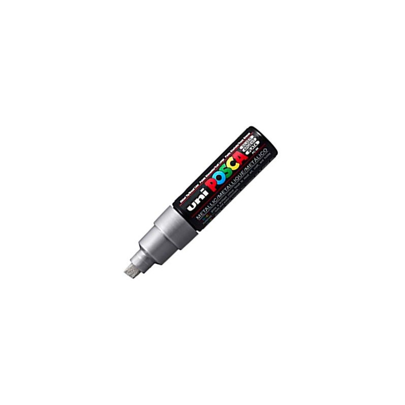 (300707000) POSCA MARCADOR  PC-8K NO PERMANENTE PUNTA BISELADA 8.0MM PLATA METÁLICO