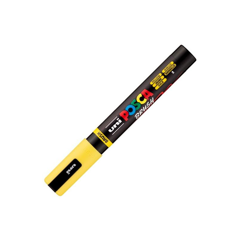 (311746000) POSCA MARCADOR PC-5BR BRUSH PUNTA M SEMIFLEXIBLE AMARILLO