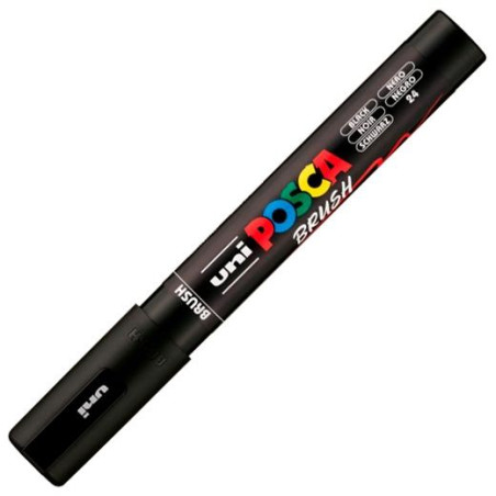 (311852000) POSCA MARCADOR PC-5BR BRUSH PUNTA M SEMIFLEXIBLE NEGRO