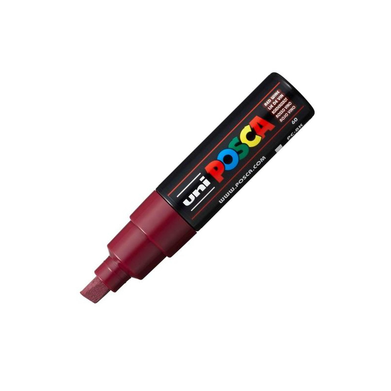 (300608000) POSCA MARCADOR  PC-8K NO PERMANENTE PUNTA BISELADA 8.0MM ROJO VINO