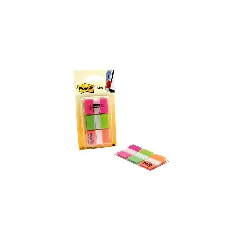 (7000042777) POST-IT INDEX RIGIDO ROSA VERDE NARANJA - 3 DISPENSADORES STD 3X22