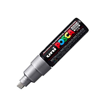 (300707000) POSCA MARCADOR  PC-8K NO PERMANENTE PUNTA BISELADA 8.0MM PLATA METÁLICO
