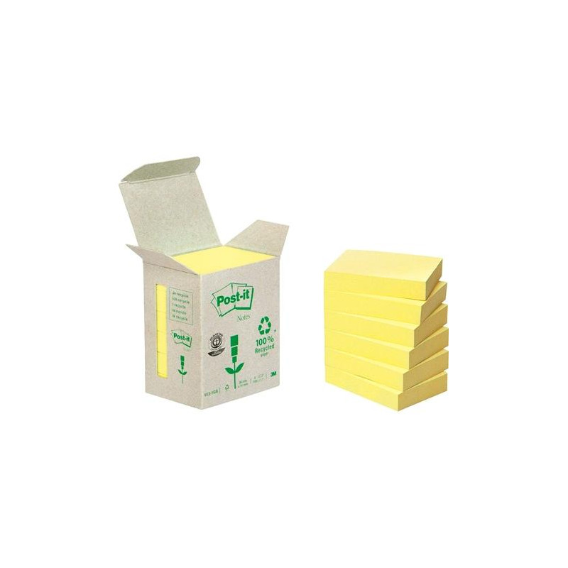 (7100172254) POST-IT BLOC NOTAS ADHESIVAS RECICLADAS 100H 38X51 CANARY YELLOW PAQUETE 6 UD