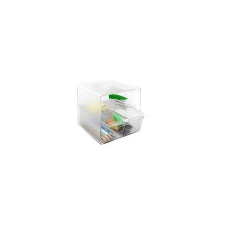 (6706 CS TP) ARCHIVO 2000 ORGANIZADOR ARCHICUBO 2 CAJÓN + 1 COMPARTIMENTO 190X150X150 MM CRISTAL TRANSPARENTE