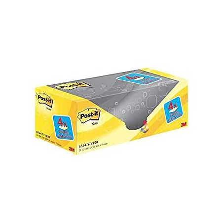 (7100199991) POST-IT BLOC NOTAS 654 100H 76X76 CANARY YELLOW (NO ENCELOFANADOS) PAQUETE 16 UD + 4 UD GRATIS