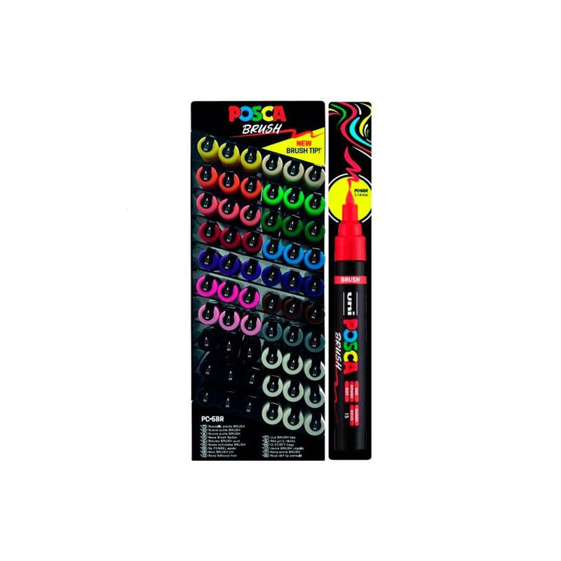 (345157000) POSCA MARCADOR PC-5BR BRUSH PUNTA M SEMIFLEXIBLE COLORES SURTIDOS EXPOSITOR 60 UD