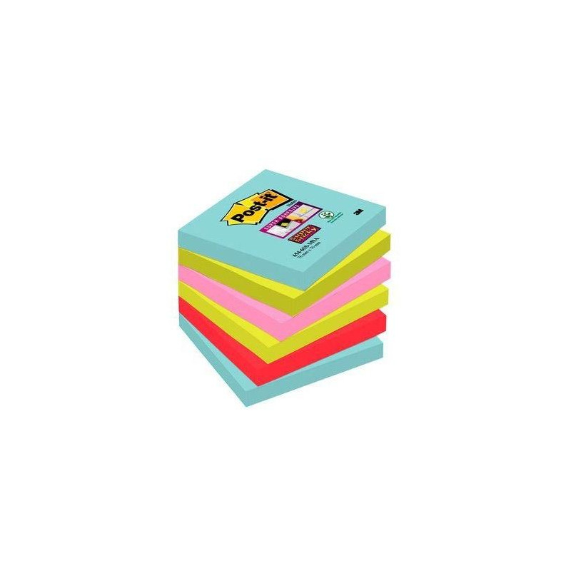(7100263206) POST-IT NOTAS ADHESIVAS SUPER STICKY 4 COLORES LUGARES COSMIC 76X76 6 BLOCS