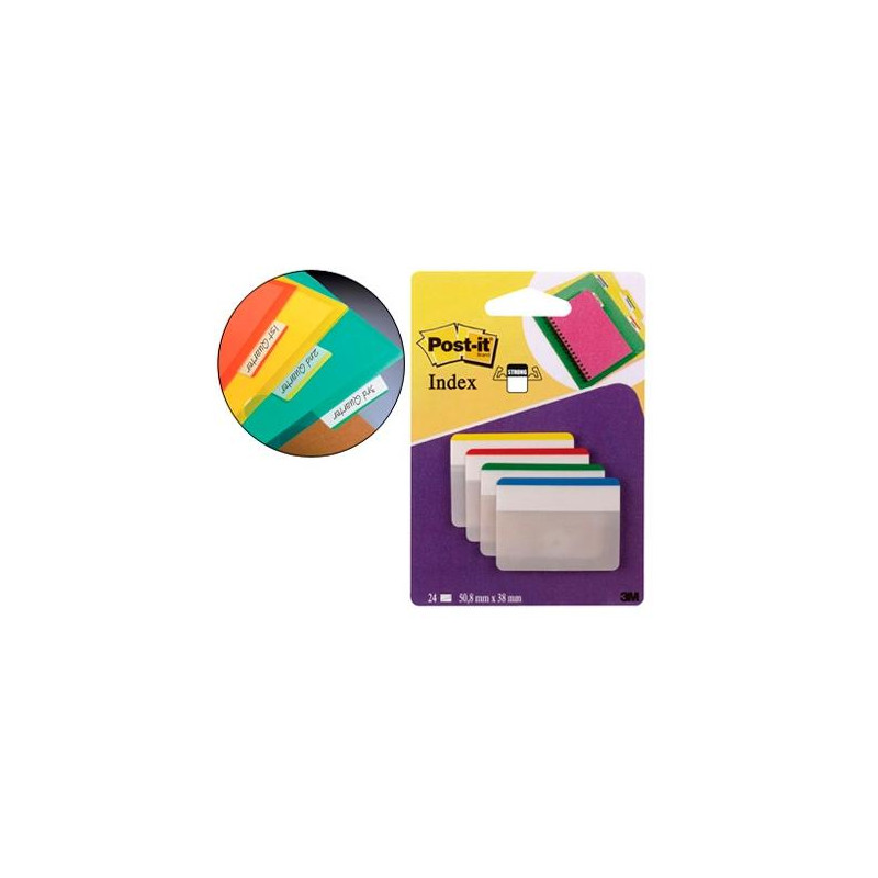 (7000029877/686F-1) POST-IT INDEX RIGIDO ARCHIVAR GRANDES  4 COLORES X 24 MARCADORES