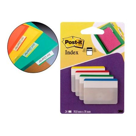 (7000029877/686F-1) POST-IT INDEX RIGIDO ARCHIVAR GRANDES  4 COLORES X 24 MARCADORES