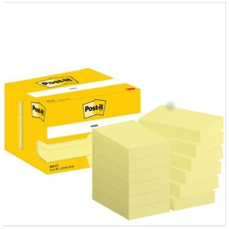 (7100290170) POST-IT BLOC NOTAS ADHESIVAS 656 100H 51X76 CANARY YELLOW PAQUETE 12 UD