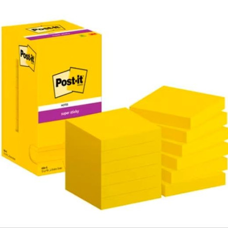 (7100290189) POST-IT BLOC NOTAS ADHESIVAS 654 SUPER STICKY 90H 76X76 ULTRA AMARILLO PAQUETE 12 UD