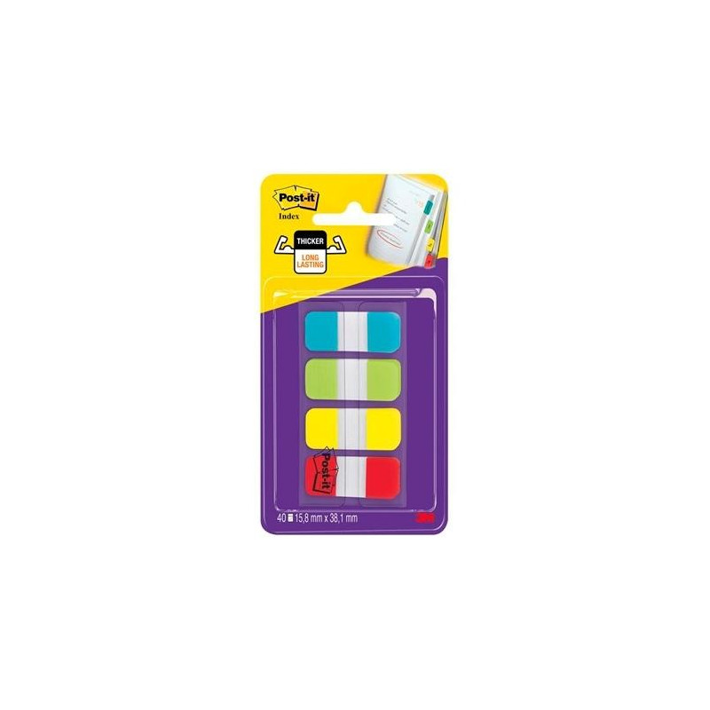 (7100070595) POST-IT INDEX RIGIDO ROJO AMARILLO AZUL DISPENSADOR 4 COLORES X 10 MARCADORES