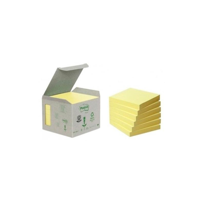 (7100172252) POST-IT BLOC NOTAS ADHESIVAS RECICLADAS 100H 76X76 CANARY YELLOW PAQUETE 6 UD