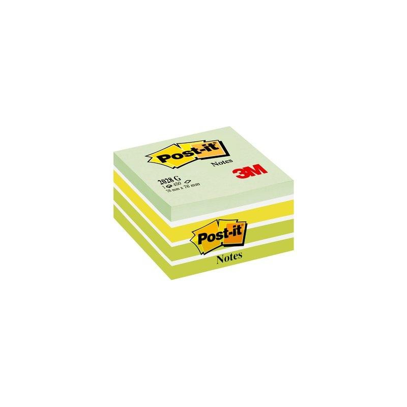 (7100200375) POST-IT CUBO DE NOTAS MULTICOLOR 5X90 HOJAS 76X76 TONOS VERDE PASTEL