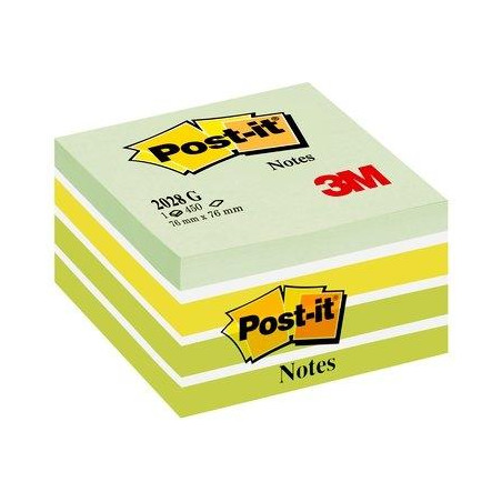 (7100200375) POST-IT CUBO DE NOTAS MULTICOLOR 5X90 HOJAS 76X76 TONOS VERDE PASTEL