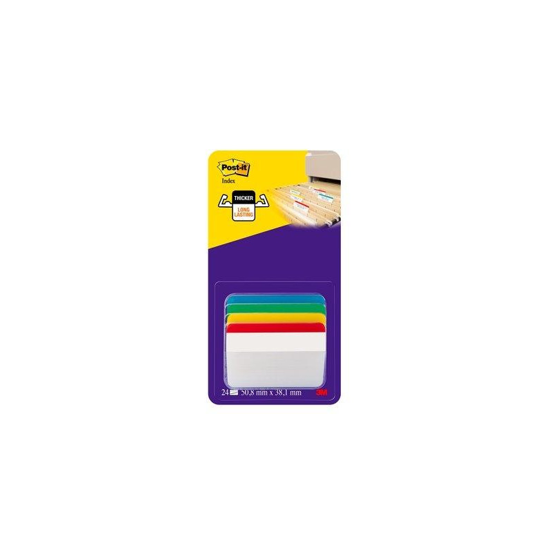 (7100240788) POST-IT INDEX RIGIDO 51X38MM ROJO AZUL  VERDE AMARILLO - 4 SIN DISPENSADOR STD 4X6