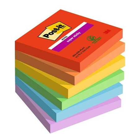 (7100258795) POST-IT NOTAS ADHESIVAS SUPER STICKY 3 COLORES LUGARES PLAYFUL 76X76 6 BLOCS