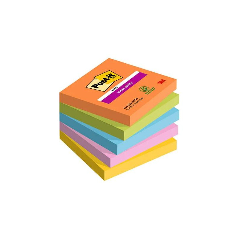 (7100258933) POST-IT BLOCS NOTAS SUPER STICKY 90 HOJAS 4 COLORES NEÓN LUGARES BOOST 76X76 5 BLOCS