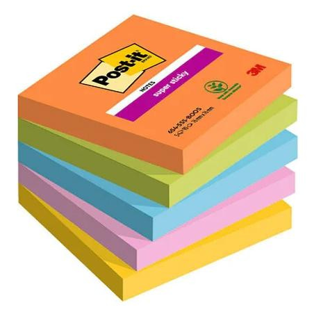 (7100258933) POST-IT BLOCS NOTAS SUPER STICKY 90 HOJAS 4 COLORES NEÓN LUGARES BOOST 76X76 5 BLOCS