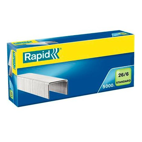 (24861800) RAPID GRAPAS ESTÁNDAR 26/6 GALVANIZADA CAJA DE 5000
