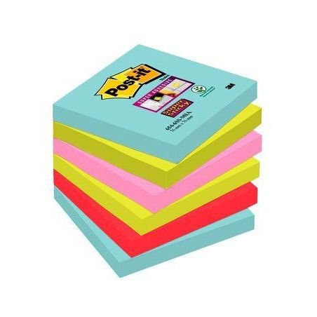 (7100263206) POST-IT NOTAS ADHESIVAS SUPER STICKY 4 COLORES LUGARES COSMIC 76X76 6 BLOCS