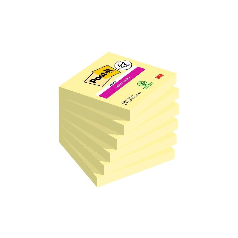 (7100263706) POST-IT BLOC NOTAS ADHESIVAS SUPER STICKY 90H 76X76 CANARY YELLOW PAQUETE 6 UD