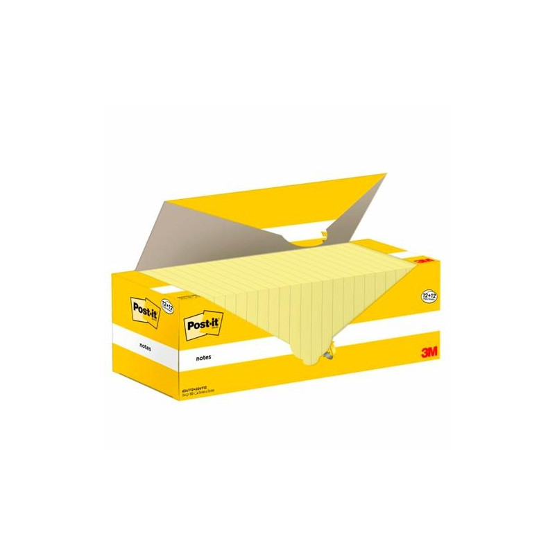 (7100290172) POST-IT BLOC NOTAS ADHESIVAS 654 100H 76X76 CANARY YELLOW PACK 12 UD + 12 UD GRATIS