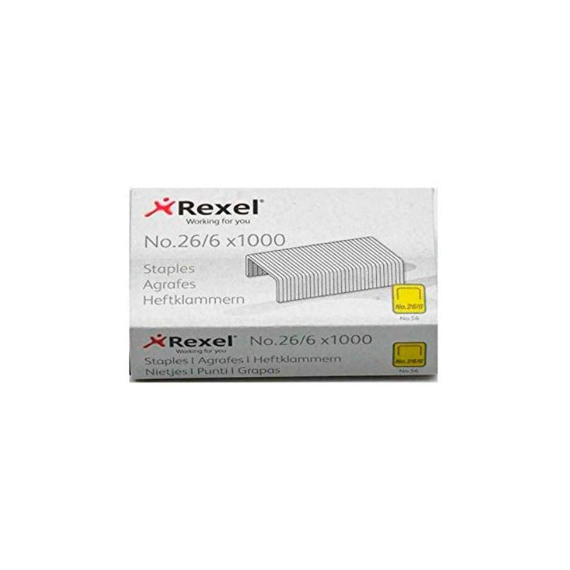(ACCO6131) REXEL GRAPAS 26/6 GALVANIZADAS -CAJA DE 1000-