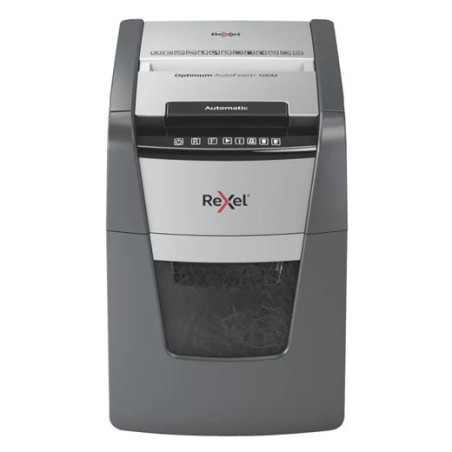 (2020100MEU) REXEL DESTRUCTORA AUTOMÁTICA OPTIMUM AUTOFEED 100M CORTE PARTÍCULAS P-5 (2X15 MM) ANTIATASCO NEGRO